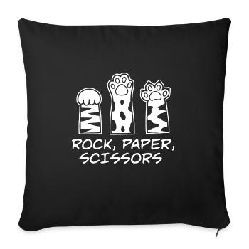 Cute Kawaii Cat Paw Rock Paper Scissor Kitty Cat - Sofakissenbezug 45 x 45 cm - Schwarz - Vorne