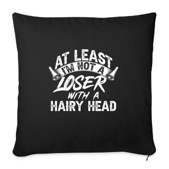 Tête chauve Calvitie Barbe Tête chauve - Housse de coussin décorative 45 x 45 cm - noir - Devant