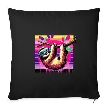 Colorful illustration of a stylish sloth - Sofa pillowcase 17,3'' x 17,3'' (45 x 45 cm) - black - Front