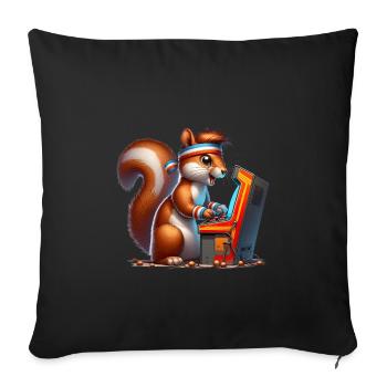 Illustration d’un écureuil de dessin animé - Housse de coussin décorative 45 x 45 cm - noir - Devant