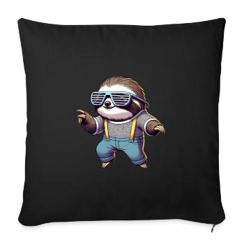 A 80s retro sloth with chill Vibes - Sofa pillowcase 17,3'' x 17,3'' (45 x 45 cm) - black - Front