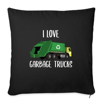 Garbage Truck Love Garbage Collection Child Boy I Gift - Sofa pillowcase 17,3'' x 17,3'' (45 x 45 cm) - black - Front