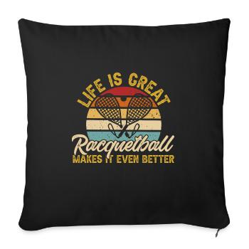 Joueur de racquetball Racquetball - Housse de coussin décorative 45 x 45 cm - noir - Devant
