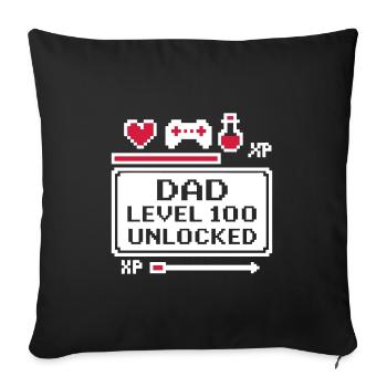 Dad Level 100 Geek Gamer Gaming Father's Day - Sofa pillowcase 17,3'' x 17,3'' (45 x 45 cm) - black - Front