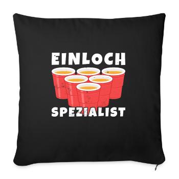 Beerpong lustige Sprüche, Saufspiel, Trinkspiel - Sofakissenbezug 45 x 45 cm - Schwarz - Vorne