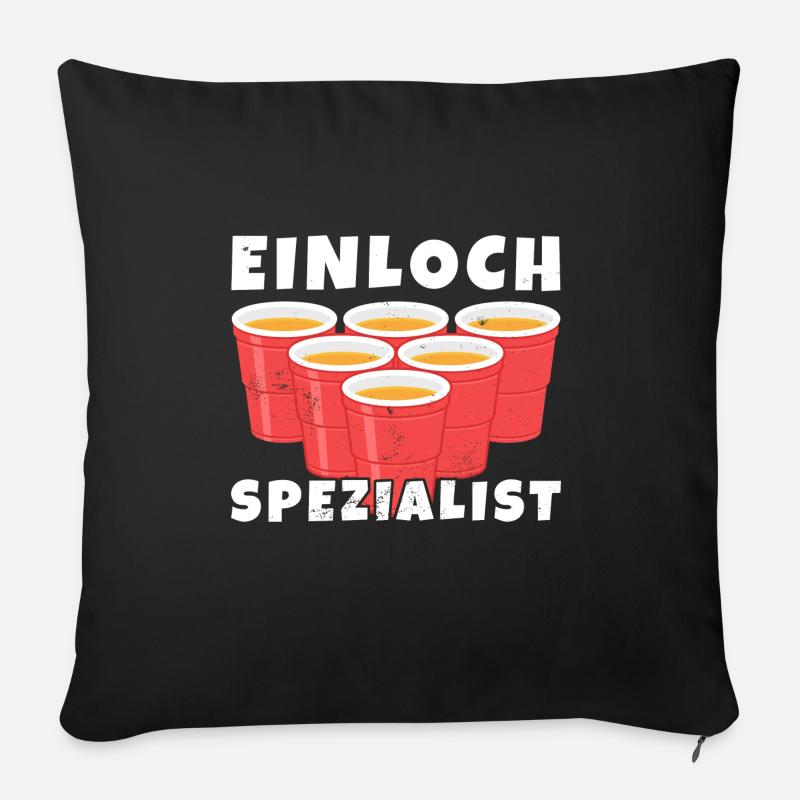 Beerpong lustige Sprüche, Saufspiel, Trinkspiel - Sofakissenbezug 45 x 45 cm - Schwarz