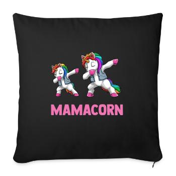 Dabbing Mamacorn - Mama Tochter Partnerlook - Sofakissenbezug 45 x 45 cm - Schwarz - Vorne
