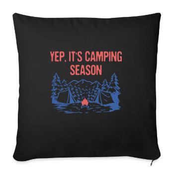 Oui c’est la saison de camping Camping Camping Camper Tropical - Housse de coussin décorative 45 x 45 cm - noir - Devant