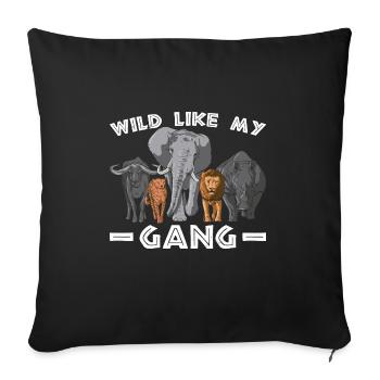 Courageux comme un lion gang animal animalier mode de vie - Housse de coussin décorative 45 x 45 cm - noir - Devant