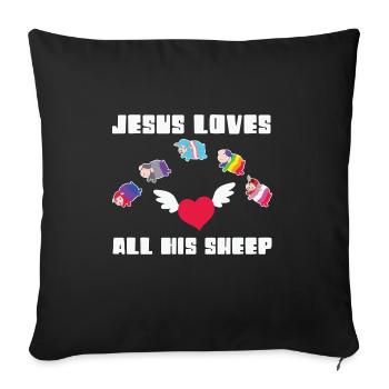 LBGT Flag Gay Pride Human Jesus Loves all his - Sofa pillowcase 17,3'' x 17,3'' (45 x 45 cm) - black - Front