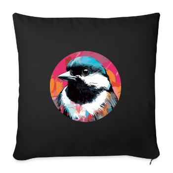 Chickadee bird - Sofa pillowcase 17,3'' x 17,3'' (45 x 45 cm) - black - Front