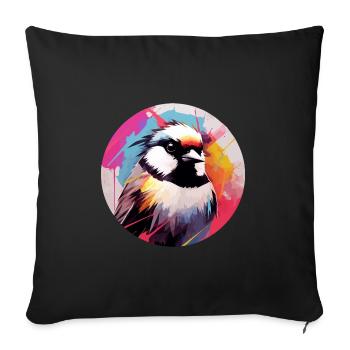 Chickadee bird - Sofa pillowcase 17,3'' x 17,3'' (45 x 45 cm) - black - Front