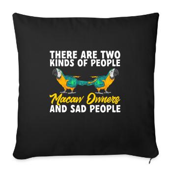 Ara à poitrine jaune Perroquet bleu et ara jaune - Housse de coussin décorative 45 x 45 cm - noir - Devant