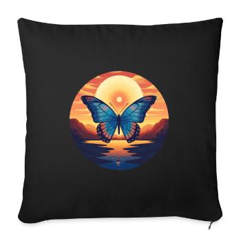 Morpho Papillon Bleu - Housse de coussin décorative 45 x 45 cm - noir - Devant