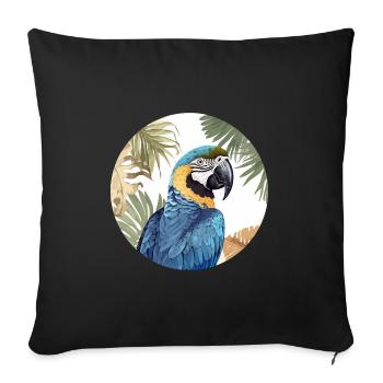Blue and gold macaw - Sofa pillowcase 17,3'' x 17,3'' (45 x 45 cm) - black - Front