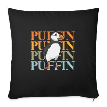 puffin, puffin, auks, lunde - Sofa pillowcase 17,3'' x 17,3'' (45 x 45 cm) - black - Front