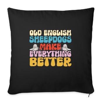 Old English Sheepdog Sheepie Bobtail - Sofa pillowcase 17,3'' x 17,3'' (45 x 45 cm) - black - Front