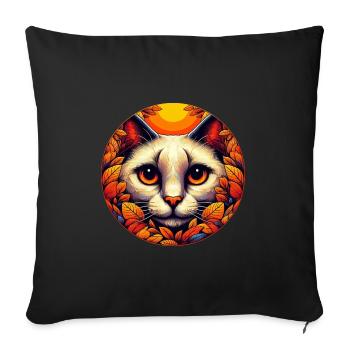 Cat tomcat in sunset autumn - Sofa pillowcase 17,3'' x 17,3'' (45 x 45 cm) - black - Front