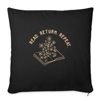 Bibliothécaire lire retour répéter bibliothécaire travailleur livre - Housse de coussin décorative 45 x 45 cm - noir - Devant
