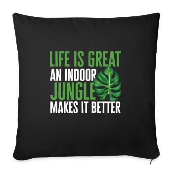 Monstera Deliciosa Albo Botanical Houseplant - Sofa pillowcase 17,3'' x 17,3'' (45 x 45 cm) - black - Front