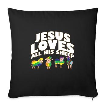 Proud Ally Jesus Loves All His Sheep LGBTQ Gay - Sofa pillowcase 17,3'' x 17,3'' (45 x 45 cm) - black - Front