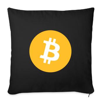 Clothing and accessories with a small Bitcoin logo - Sofa pillowcase 17,3'' x 17,3'' (45 x 45 cm) - black - Front
