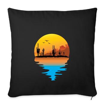 T-shirt Cowboy Retro Vintage Canyon du désert - Housse de coussin décorative 45 x 45 cm - noir - Devant