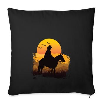 T-shirt vintage rétro équitation soleil - Housse de coussin décorative 45 x 45 cm - noir - Devant