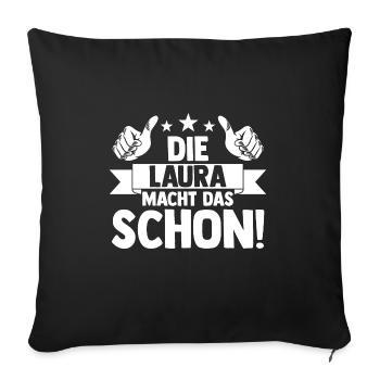 Laura - Sofakissenbezug 45 x 45 cm - Schwarz - Vorne