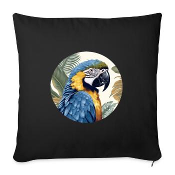 Ara bleu-or - Housse de coussin décorative 45 x 45 cm - noir - Devant