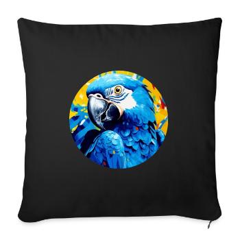 Hyacinth Macaw - Sofa pillowcase 17,3'' x 17,3'' (45 x 45 cm) - black - Front