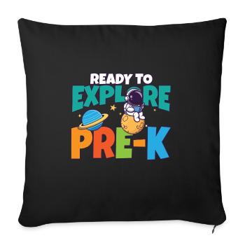 Le premier jour de la journée d’école prêt à explorer la prématernelle - Housse de coussin décorative 45 x 45 cm - noir - Devant