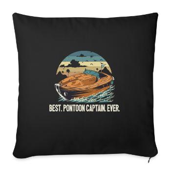 Best Pontoon Captain Ever Motorboating Quote Boat - Sofa pillowcase 17,3'' x 17,3'' (45 x 45 cm) - black - Front