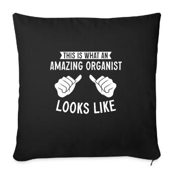 Organiste : organiste, organiste d’église, orgue - Housse de coussin décorative 45 x 45 cm - noir - Devant
