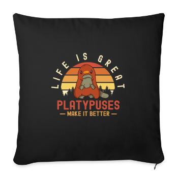 Platypus Schnabeltier - Sofakissenbezug 45 x 45 cm - Schwarz - Vorne