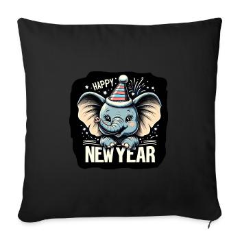 Nouvel An Réveillon du Nouvel An Elephant Grunge Celebration - Housse de coussin décorative 45 x 45 cm - noir - Devant