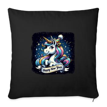 New Year Sylvester Unicorn Congratulations - Sofa pillowcase 17,3'' x 17,3'' (45 x 45 cm) - black - Front
