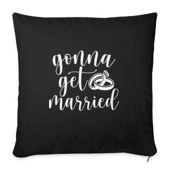 Mariage mariée marié Bachelor Bachelorette Party - Housse de coussin décorative 45 x 45 cm - noir - Devant