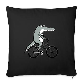 Bizarre crocodile on bike relaxes chill - Sofa pillowcase 17,3'' x 17,3'' (45 x 45 cm) - black - Front