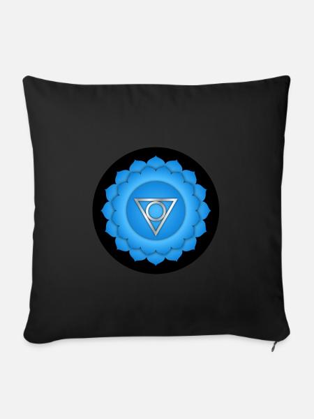 5. Chakra Visuddha Halschakra Kehlchakra - Sofakissenbezug 45 x 45 cm - Schwarz