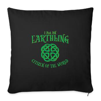 EARTHLING - Citoyen du monde - un design VERT - - Housse de coussin décorative 45 x 45 cm - noir - Devant