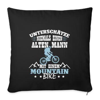 Mountainbike Downhill Bikepark MTB Fully Motiv - Sofakissenbezug 45 x 45 cm - Schwarz - Vorne