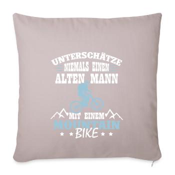 Mountainbike Downhill Bikepark MTB Fully Motiv - Sofakissenbezug 45 x 45 cm - helles Taupe - Vorne