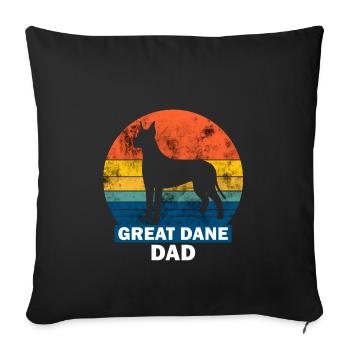 Great Dane Dad Mastiff Silhouette Retro Circle Grunge - Sofa pillowcase 17,3'' x 17,3'' (45 x 45 cm) - black - Front