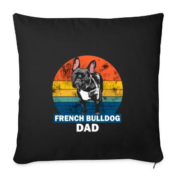 French Bulldog Dad Retro Grunge - Housse de coussin décorative 45 x 45 cm - noir - Devant