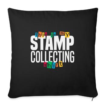Collection de timbres - Housse de coussin décorative 45 x 45 cm - noir - Devant
