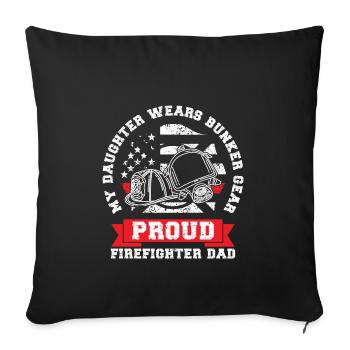 Proud Firefighter Father Firefighter Papa - Sofa pillowcase 17,3'' x 17,3'' (45 x 45 cm) - black - Front