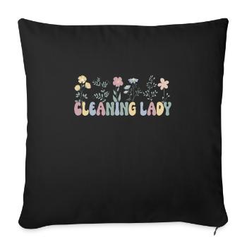 Femme de ménage Nettoyeur Aide domestique Nettoyage - Housse de coussin décorative 45 x 45 cm - noir - Devant