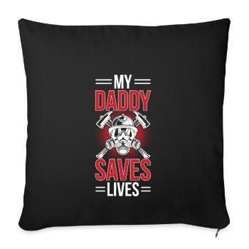 Pompier Fille d’un fils pompier - Housse de coussin décorative 45 x 45 cm - noir - Devant