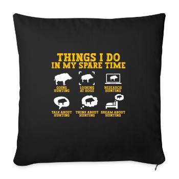 Chasse au sanglier chasseur sanglier - Housse de coussin décorative 45 x 45 cm - noir - Devant